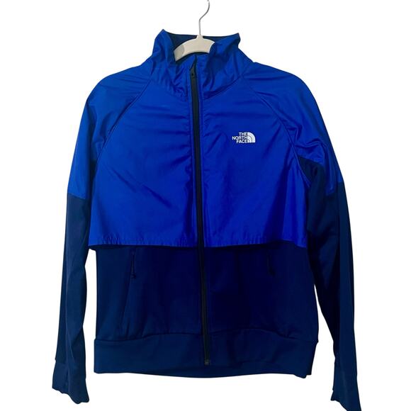 The North Face Women’s Windbreaker Jacket M Blue Colorblock Outdoors Fall Zip - Picture 2 of 11